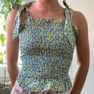 TOPSHOP shirred, ruffle top